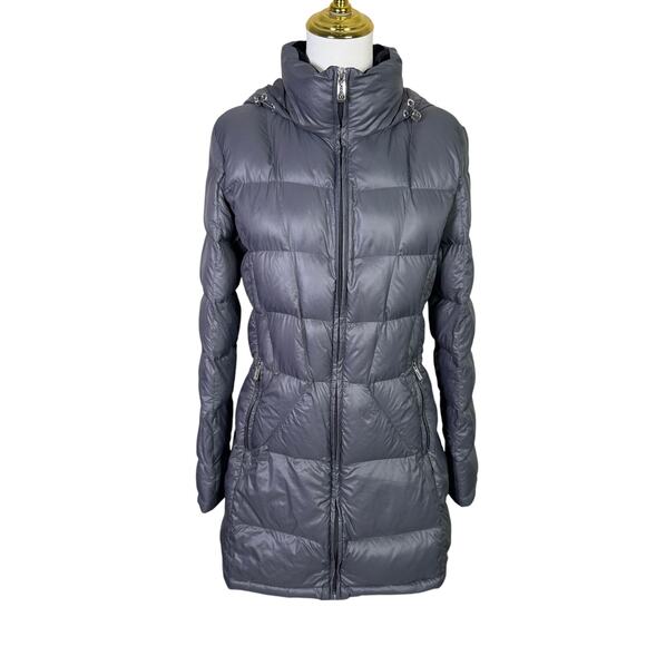 Calvin Klein Hooded Packable Puffer Full Zip Duck Down Jacket Coat US Womens M - Picture 2 of 9